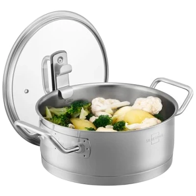 Abbildung von SILBERTHAL Kochtopf Induktion 20 cm Edelstahl 2,5L Topf mit Deckel zum Einhängen Für alle Herdarten Ofenfest