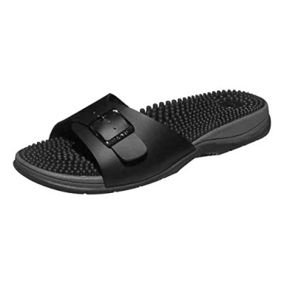Abbildung von Revs Tay Premium, Fußreflexzonenmassage, Massage &amp; Akupressur Sandalen mit einem Riemen für Herren, Schwarz 43EU