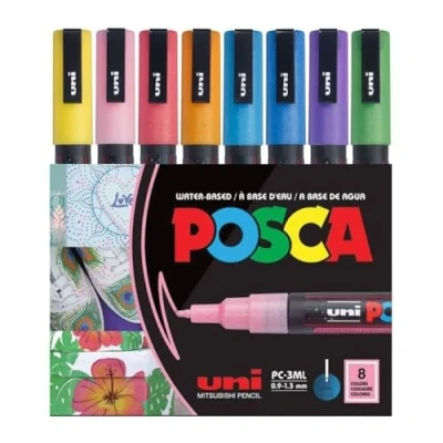 Abbildung von POSCA uni ball 186513 Marker mit feiner Rundspitze, 8er Set, Glitter