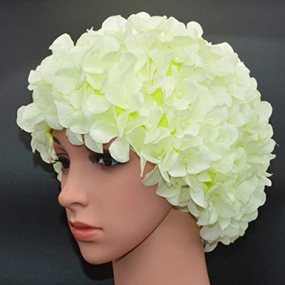 Abbildung von medifier Vintage Blumenmuster Retro Badekappe Badehaube für Damen, lichtgrün