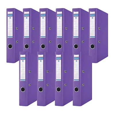 Abbildung von DONAU Premium Ordner Schmal 10er Pack/DIN A4 / 5 cm 10 Stück/Violette/Kunststoffbezug PP/Carton Papier Schlitzordner Büroordner Aktenordner Ringordner/Grünen Punkt