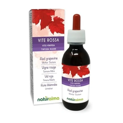 Abbildung von Rote Weinrebe (Vitis vinifera) Blätter Alkoholfreier Urtinktur Naturalma Flüssig Extrakt Tropfen 120 ml Nahrungsergänzungsmittel Veganer