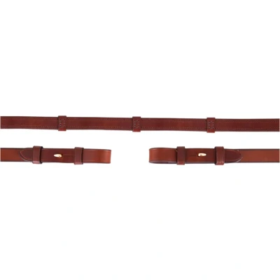 Abbildung von BR Dressur Zügel Leder/Gummi Stops 16mm Tobacco/gold Warmblut