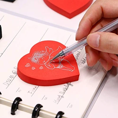 Abbildung von Eagle Cute gestanzte Haftnotizen in Herzform, Rot, 100 Blatt pro Packung, 1 Stück rot