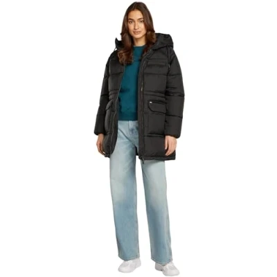 Abbildung von Tommy Jeans MIDI Aspen Puffer Wintermantel, Damen, Größe: Small, Black