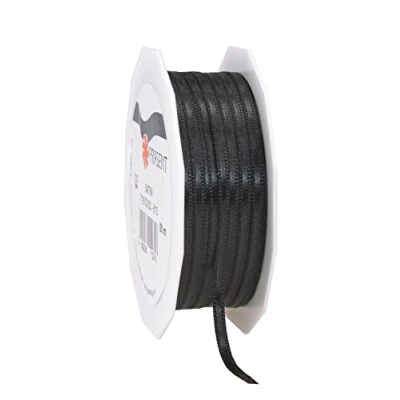 Abbildung von PRÄSENT C.E. Pattberg Satin schwarz, 50 m Satinband zum Einpacken von Geschenken, 3 mm Breite, Geschenkband Dekorieren &amp; Basteln, Dekoband, Anlass