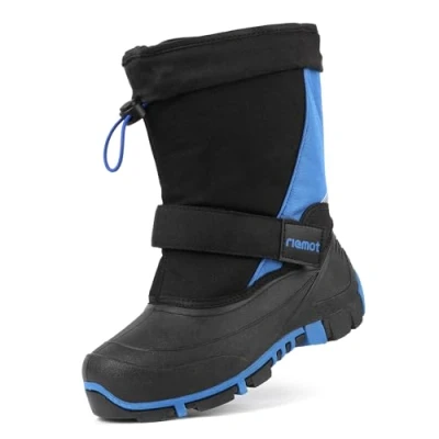 Abbildung von riemot Kinder Winterstiefel Jungen Mädchen Schneestiefel Warm Gefüttert Winterschuhe Wasserdicht Kinderstiefel Rutschfest Winter Stiefel Blau, 34 EU