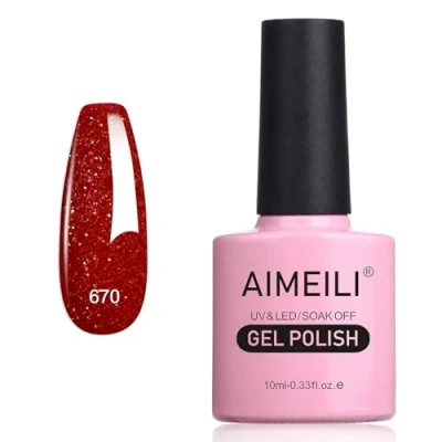 Abbildung von AIMEILI Glitzer Gel Nagellack UV LED Soak Off Mit Glitzerpartikel Sparkle Nail Polish Luminous 10ml 670