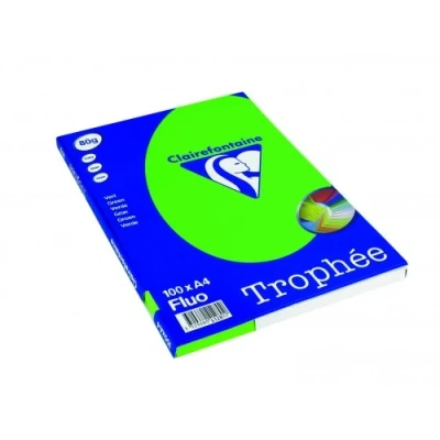 Abbildung von Clairefontaine 4128C Ries Druckerpapier / Kopierpapier Clairalfa PPP, DIN A4, 80g, 100 Blatt, Neon Grün, 1