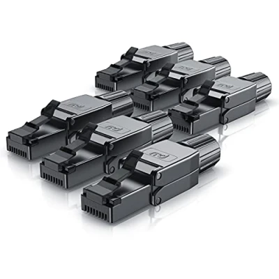 Abbildung von CSL 6 x Netzwerkstecker feldkonfektionierbar RJ45 CAT 7 8 geschirmt 40 GBit/s 2000 MHz Ethernet werkzeuglos LAN Kabel Crimpstecker Steckverbinder für Netzwerkkabel Verlegekabel