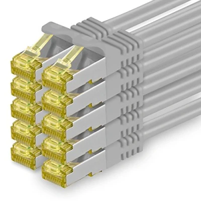 Abbildung von Cat.7 Netzwerkkabel 1m Grau 10 Stück Cat7 Ethernetkabel Netzwerk LAN Kabel Rohkabel Gb s SFTP PIMF LSZH Set Patchkabel mit Rj 45 Stecker Cat.6a