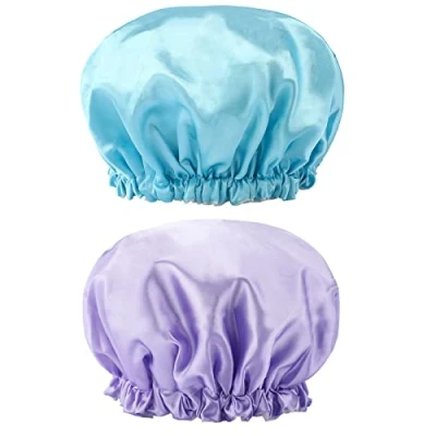 Abbildung von G2PLUS Wasserdichte Duschhaube 2 Stück,Doppelschicht Duschhauben 32CM,Badekappe Elastische Wiederverwendbare Badehüte für Salon,Spa, Hotel,Dusche