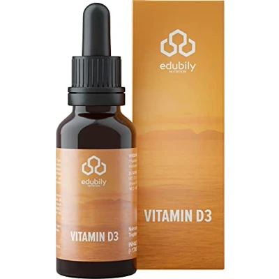 Abbildung von edubily nutrition® Vitamin D3 ohne K 50 ml Cholecalciferol in MCT Öl Vegetarisch D trägt zu einer normalen Funktion des Immunsystems, der Knochen &amp; Muskeln bei (50 (1er Pack))