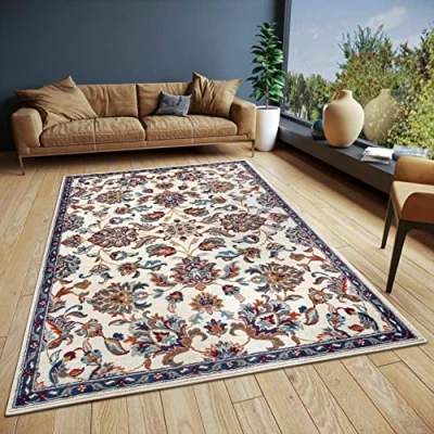Abbildung von Hanse Home Caracci Teppich Orientalisch Orient Läufer klassisch dicht gewebt mit Ornamenten und Blumenmotiven Weicher Kurzflor für Schlafzimmer, Esszimmer, Wohnzimmer, Flur, Küche Creme, 160x235cm