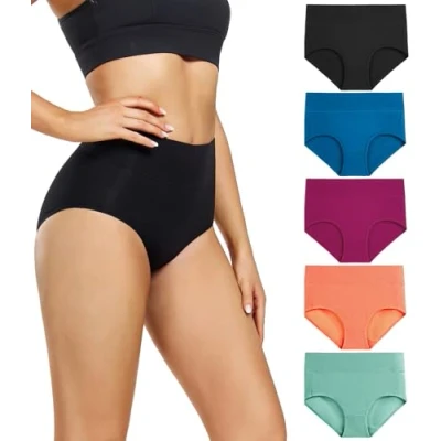 Abbildung von wirarpa Damen Unterhosen Baumwolle Unterwäsche Hohe Taille Slips Hoher Taillenslip für Frauen 5er Pack Mehrfarbig Größe 5XL