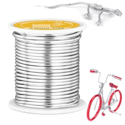 Abbildung von VynyQoo 2mm Basteldraht, 12M Biegbar Flexibel Silber Aluminiumdraht, Schmuckdraht, Silberdraht zum Basteln Für DIY Skulpturen, Modellieren, Schmuckherstellung, Blumenbasteln Und Drahtweben