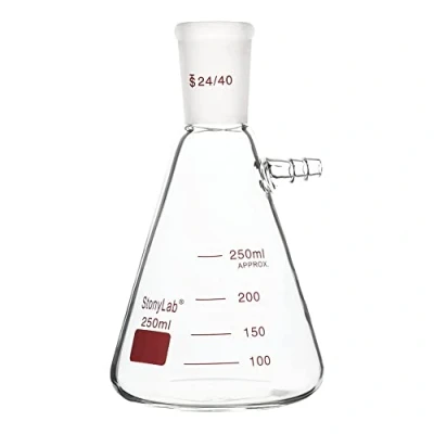 Abbildung von stonylab Filterkolben mit 24/40 Standard Kegel Außengelenk, Schwerwand Borosilikatglas Filterkolben, Bolzenhals Tubulation, 250 ml