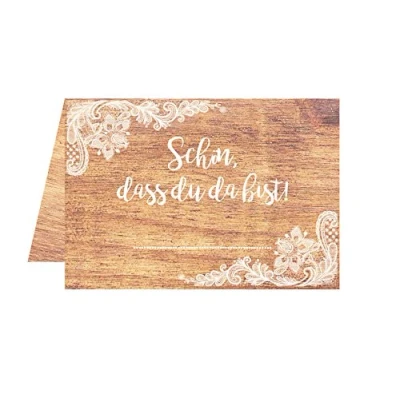 Abbildung von Set 25 Premium Tischkarten Platzkarten Namenskarten Hochzeit Geburtstag Taufe Kommunion Konfirmation Firmung Jugendweihe Feier Jubiläum (Holz mit Spitze, Karten)