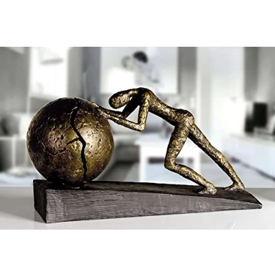 Abbildung von Casablanca Skulptur Heavy Ball Poly Bronzefinish Schwarzer Base Höhe 21,5 cm Länge 37