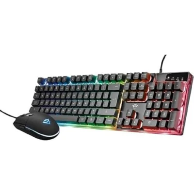 Abbildung von Trust Gaming GXT 838 Azor Maus und Tastatur, italienisches Layout QWERTY, USB, Anti Ghosting, Tastatur mit Hintergrundbeleuchtung LED RGB, 800 3000 DPI Schwarz