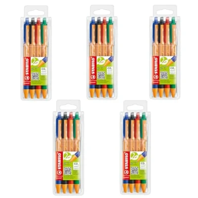 Abbildung von STABILO Druck Kugelschreiber pointball 5x 4er Pack blau, schwarz, rot, grün