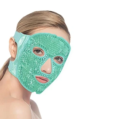 Abbildung von CAM2 Kühlmaske Gesicht,Augenmaske Kühlend,Gel Gesichtsmaske,Wiederverwendbare Gelperlen Augenmaske für Geschwollene Augen, Tränensäcke (grün)