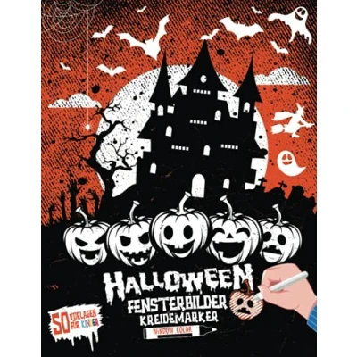 Abbildung von Fensterbilder Kreidemarker Halloween: Window Color Vorlagen für Kinder: 50 Fenster Kinderzimmer Kreidestifte I Fensterdeko Kreide Schablonen Halloween &amp; Herbst Kreidefensterbild Basteln