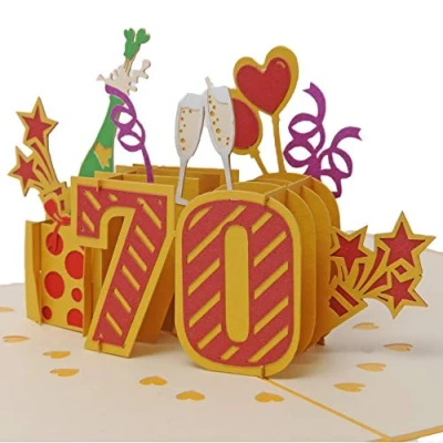 Abbildung von Favour Pop Up® 3D Glückwunschkarte zum 70. Geburtstag auch für Geschenkgutschein oder Geldgeschenk. TG070