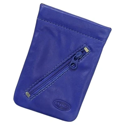 Abbildung von Leder Schlüsselglocke Schlüsseletui Schlüsseltasche Schlüsselmappe Schlüsselbeutel mit Reißverschlussfach Farbe Royalblau