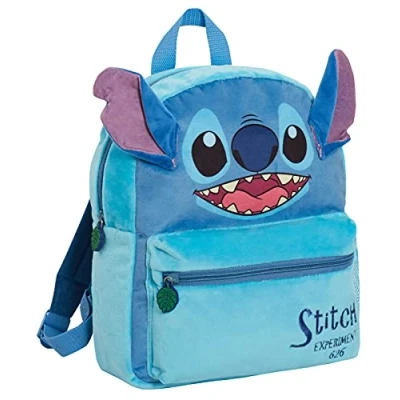 Abbildung von Disney Lilo and Stitch Plüsch Kinderrucksack für Schule, 3D Lunch Büchertasche, Geschenk, blau, Einheitsgröße