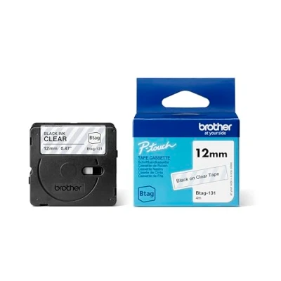 Abbildung von Brother Original Btag 131 Schriftband 12 mm breit, 4 m lang, schwarz/transparent