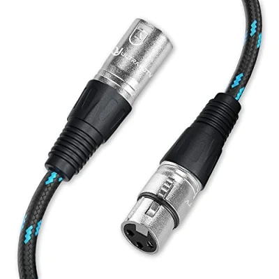 Abbildung von Ultra HDTV 15m XLR HiFi Audio Kabel Stecker auf Buchse Robuste Metallstecker mit Einrast Mechanik &amp; Knickschutz Premium Nylonmantel Ideal für Mikrofone, Mischpulte, Interfaces
