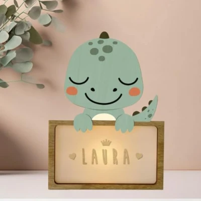 Abbildung von WONDEE Personalisierte Geschenke Baby, Nachtlicht baby Dinosaurier, zur Geburt, Taufgeschenke für Mädchen und Jungen Nachttischlampe kinder, geschenk personalisiert