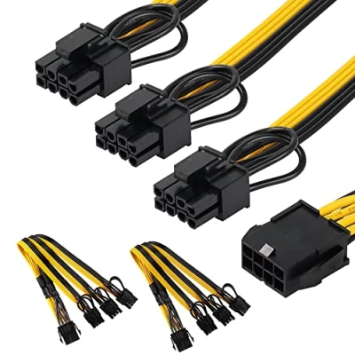 Abbildung von CERRXIAN 2er Pack EPS CPU 8 Pin Female to 3x 8(6+2) Male PCIE Splitter Cable,CPU Graphic Card Conversion Cable For Modular Power Supply,Graphics Video 9.8 inch