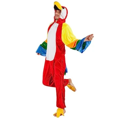 Abbildung von Boland Kostüm für Erwachsene Papagei, Kapuzen Overall aus Plüsch, Reisverschluss vorne, Zoo Tier, Vogel, Karneval, Fasching, Mottoparty