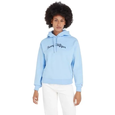 Abbildung von Tommy Hilfiger Damen Hoodie mit Kapuze, Blau (Vessel Blue), S