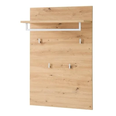 Abbildung von Stella Trading BARI Garderobenpaneel in Artisan Eiche Optik FSC Zertifiziert Moderne Hutablage mit zuverlässigen Wandhaken für Jacken &amp; Taschen 78 x 117 30 cm (B/H/T)