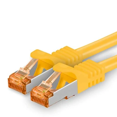 Abbildung von 1aTTack.de 1m Cat.7 Netzwerkkabel Gelb 1 Stück Gigabit Ethernet LAN Kabel 10000 Mbit S Patchkabel Cat7 FTP PIMF Schirmung LSZH Rohkabel Rj45 Stecker Cat 6a x Meter