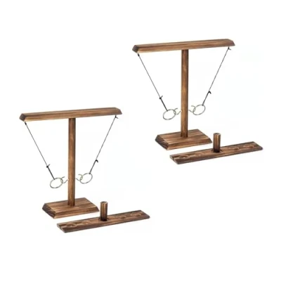 Abbildung von 2pcs Ring Toss Game, Tischplatten Ringwurfspiele,Handgemachte hölzerne Ringwurfhaken,Ring Haken Partyspiel, Ringwurfspiel für Kinder und Erwachsene.