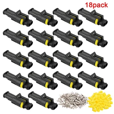 Abbildung von QitinDasen 18 Set 2 Polig Auto Wasserdichte Elektrische Steckverbinder, Versiegelte Kabelverbinder Stecker Steckdose Kit, für LKW Boot