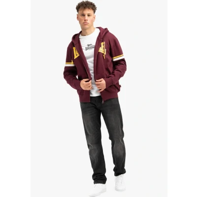Abbildung von Lonsdale Normale Passform Darfield Sweatjacke, Herren, Größe: 3XL, Oxblood yellow white