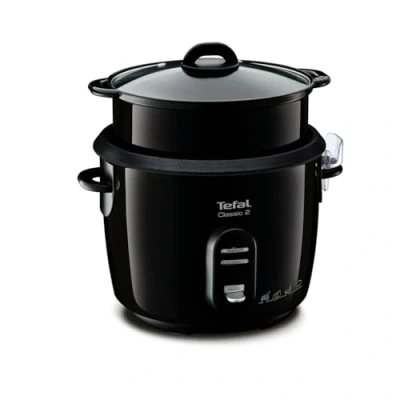 Abbildung von Tefal New Classic Reiskocher RK1038 automatische Programme Warmhaltefunktion 5L Fassungsvermögen Dampfgarfunktion schwarz metallic