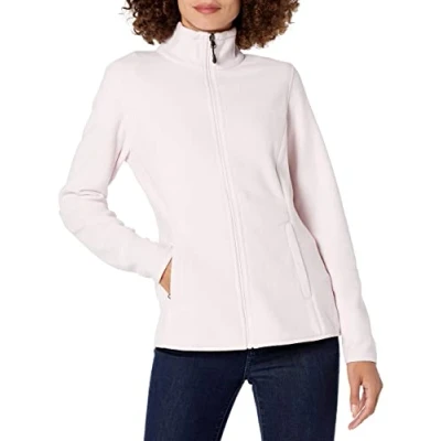 Abbildung von Amazon Essentials Damen Weiche Polarfleece Jacke mit durchgehendem Reißverschluss in klassischer Passform (erhältlich Übergrößen), Hellrosa, S