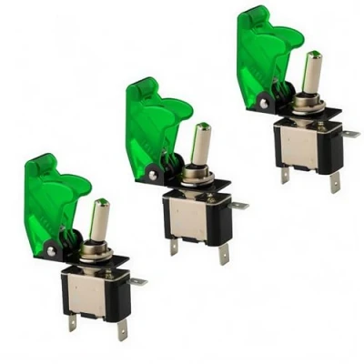 Abbildung von CESFONJER LED Anzeige Wippschalter, KFZ Grün Kippschalter Schalter, 12V 20A Auto Schalter SPST Wippschalter Ein/Ausschalter (3 Pcs)