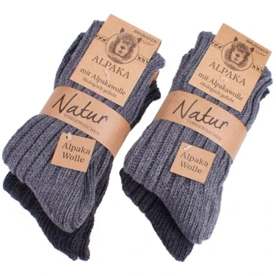 Abbildung von BRUBAKER 4 Paar Alpaka Socken Grautöne 100% 43 46