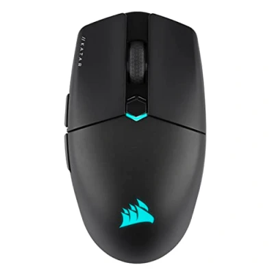 Abbildung von CORSAIR KATAR ELITE WIRELESS Ultraleichte FPS Gaming Maus 10.000 DPI Symmetrische Form Bis zu 110 Stunden Akkulaufzeit iCUE Kompatibel PC, PS5, PS4, Xbox Schwarz