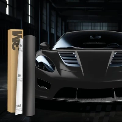 Abbildung von 3M 2080 Car Wrapping Folie 30x152cm Selbstklebende Autofolie für Auto Motorrad Boot 3D Lackschutzfolie mit Luftkanälen zum Folieren (M12 Matte Black)