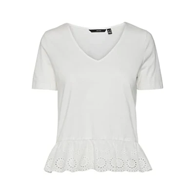 Abbildung von Vero Moda Women&#039;s VMEMILY SS Peplum V Neck JRS Top, Snow White, M
