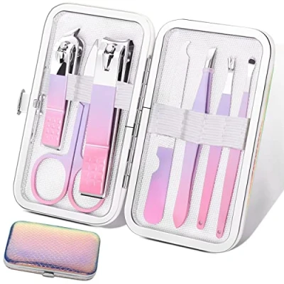 Abbildung von Maniküre Set Tragbare Reise Essential Nagelknipser Set, Mode Edelstahl Pediküre Kit Pflege Geschenk für Männer Frauen Freunde und Eltern