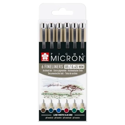 Abbildung von SAKURA Pigma Micron 05 Fineliner Set Earth 6 Farben (POXSDK056B)
